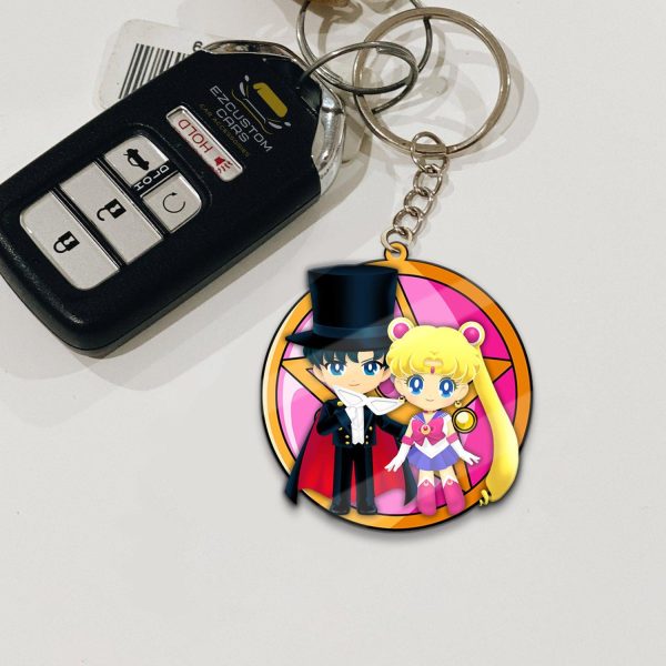 Tuxedo Mask x Sailor Moon Keychains Custom Sailor Moon Anime Car Accessories