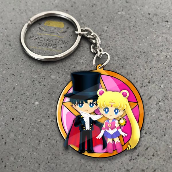 Tuxedo Mask x Sailor Moon Keychains Custom Sailor Moon Anime Car Accessories Tuxedo Mask x Sailor Moon Keychains Custom Sailor Moon Anime Car Accessories