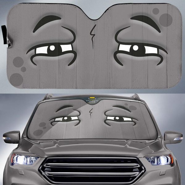 upset cartoon eyes car windshield sun shade ud4qd