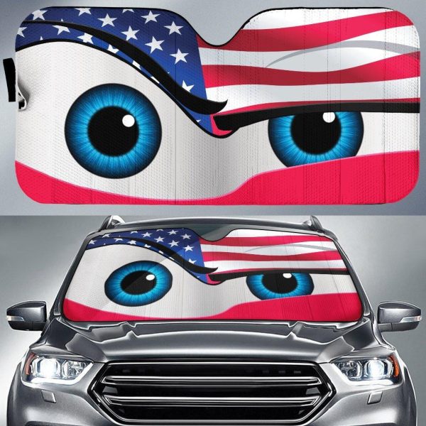 USA flag Eyes Cartoon Custom Car Windshield Sunshades