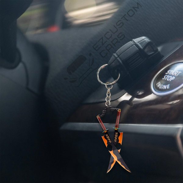 uzui tengen car accessories custom anime demon slayer swords keychains wr9hq