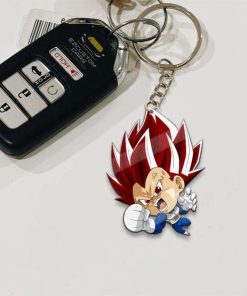 Vegeta Super Saiyan God Keychains Custom Anime Dragon Ball Car Accessories