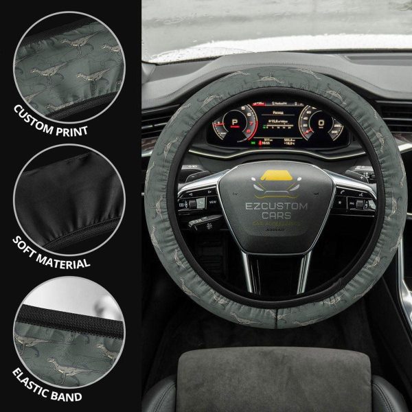 Stegosaurus Pattern Anime Steering Wheel Cover Custom Dinosaur Car Accessories