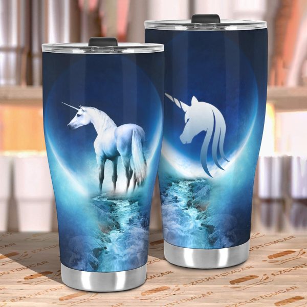 white unicorn car tumbler cup custom unicorn car accessories agvfn