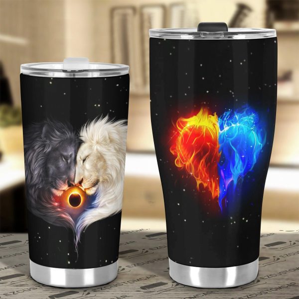 white x black lion car tumbler cup custom lion car accessories ccoes