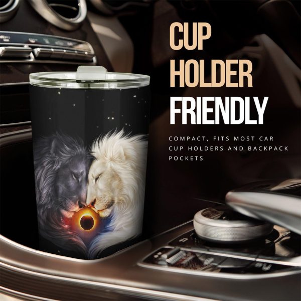 white x black lion car tumbler cup custom lion car accessories pg0kv