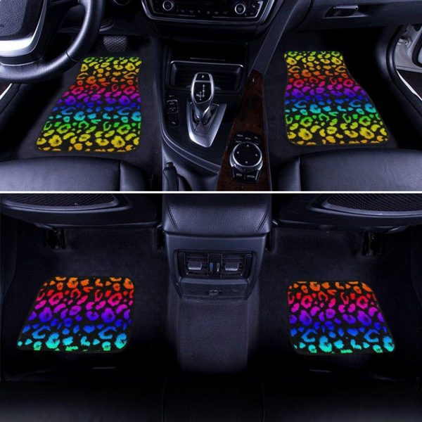 wild cheetah rainbow skin pattern car floor mats o4ppo