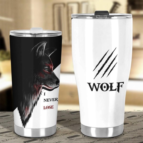wolf car tumblers cup custom quotes i never lose animal car accessories ajwpy