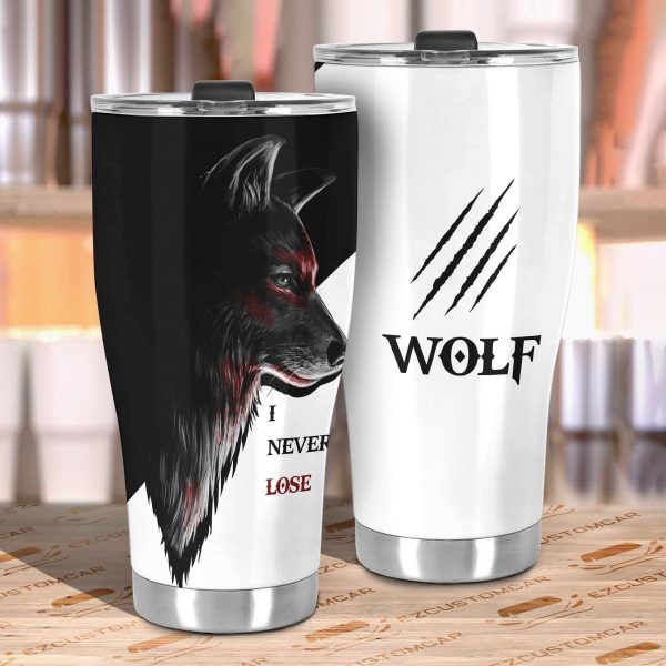 wolf car tumblers cup custom quotes i never lose animal car accessories gjybs