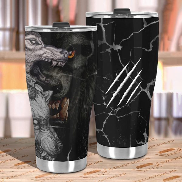 wolf fight car tumbler cup custom animal car accessories sxmbr