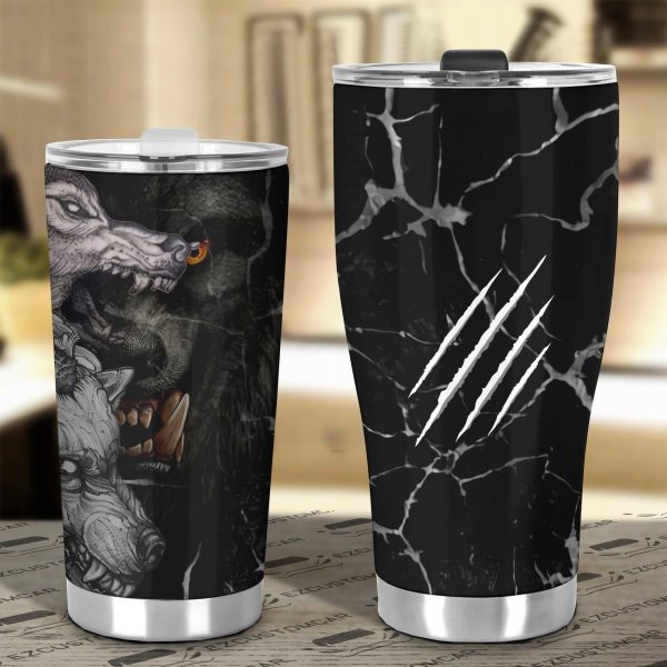 wolf fight car tumbler cup custom animal car accessories ysxkr
