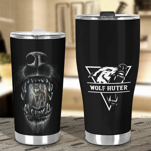 wolf hunter car tumbler cup custom animal car accessories glboc