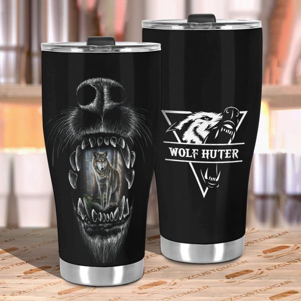 wolf hunter car tumbler cup custom animal car accessories rgq5a