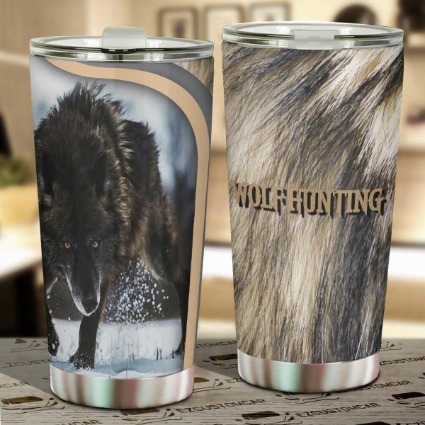 Wolf Hunter Car Tumbler Cup Custom Animal Car Accessories