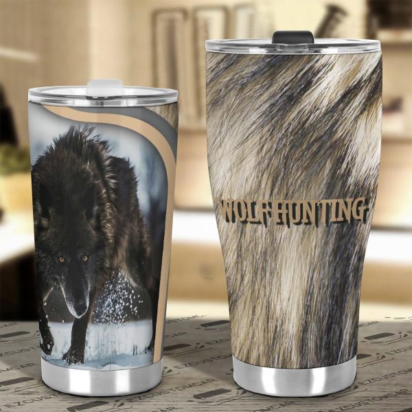 wolf hunting car tumbler cup custom animal car accessories zzp41