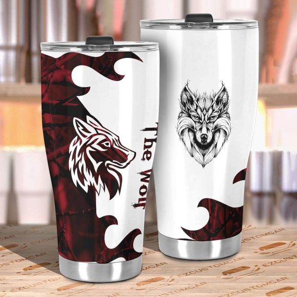 wolf native american car tumbler cup custom animal car accessories p75yp