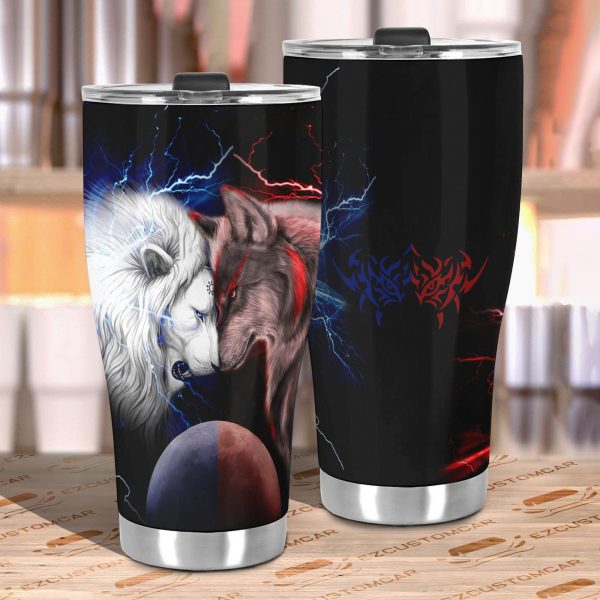 wolf x lion car tumbler cup custom lion car accessories msnyz