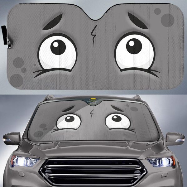 worried cartoon eyes car windshield sun shade mzvby