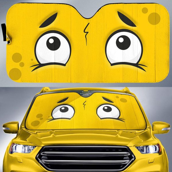 worried cartoon eyes car windshield sun shade ri0ww