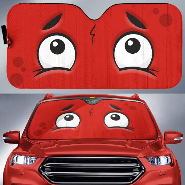 worried cartoon eyes car windshield sun shade x6ea2
