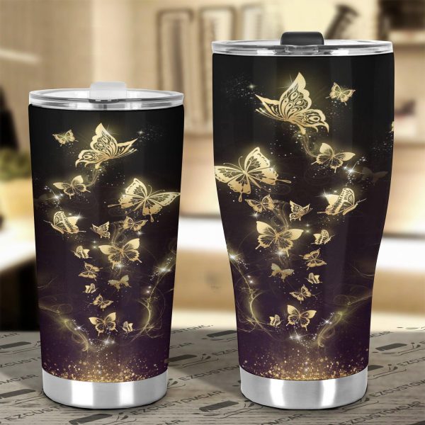 yellow butterfly car tumbler cup custom butterfly car accessories 2fslv