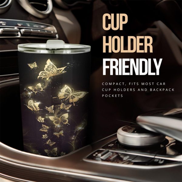 yellow butterfly car tumbler cup custom butterfly car accessories dgmv2