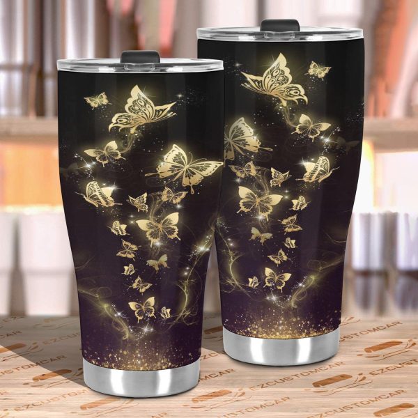 yellow butterfly car tumbler cup custom butterfly car accessories zqz0k