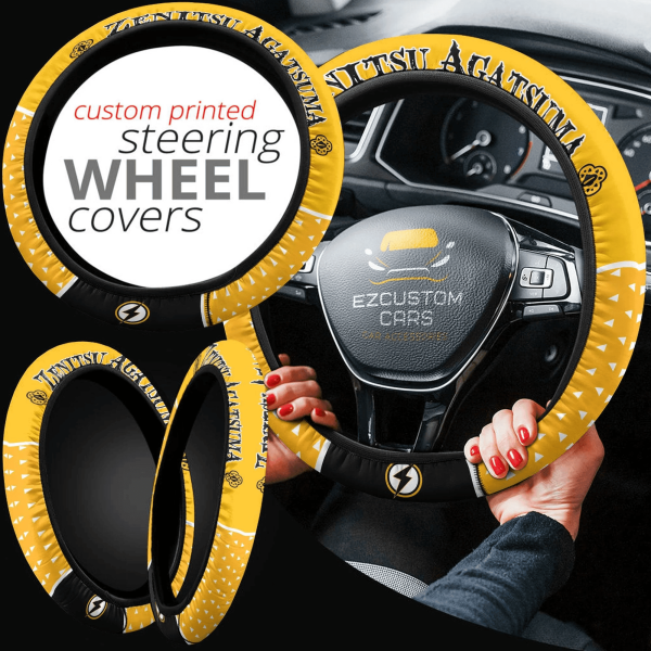 zenitsu agatsuma anime steering wheel cover custom anime demon slayer car accessories 6q4z0