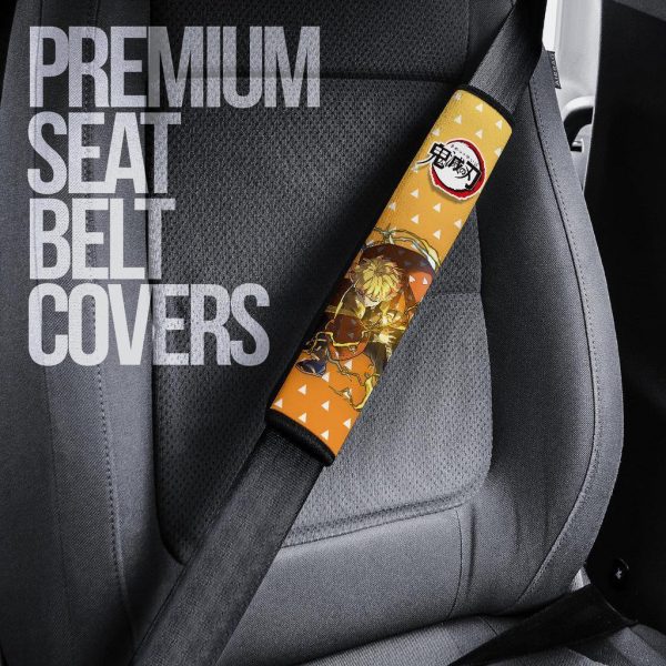 Zenitsu Agatsuma Demon Slayer Seat Belt Covers Custom Anime Car Accessories