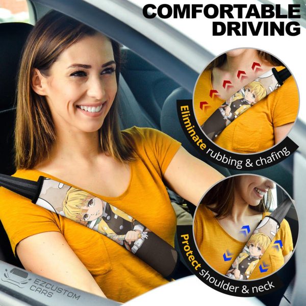 Zenitsu Demon Slayer Seat Belt Covers Custom Anime Car Accessories
