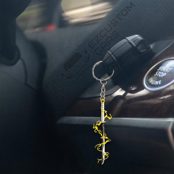 zenitsu swords car accessories custom anime demon slayer swords keychains pvoyl