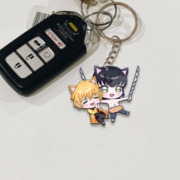 Zenitsu x Inosuke Keychains Custom Demon Slayer Anime Car Accessories