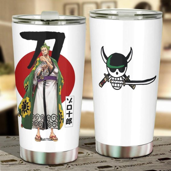 Roronoa Zoro Car Tumblers Cup Custom One Piece Zoro Flag Car Accessories
