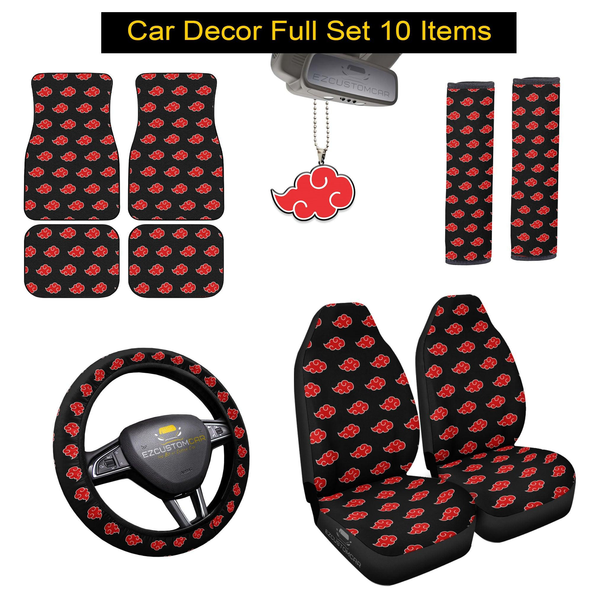 Akatsuki Cloud Pattern Car Mats x Car Seat Covers Set Anime Car Decoration