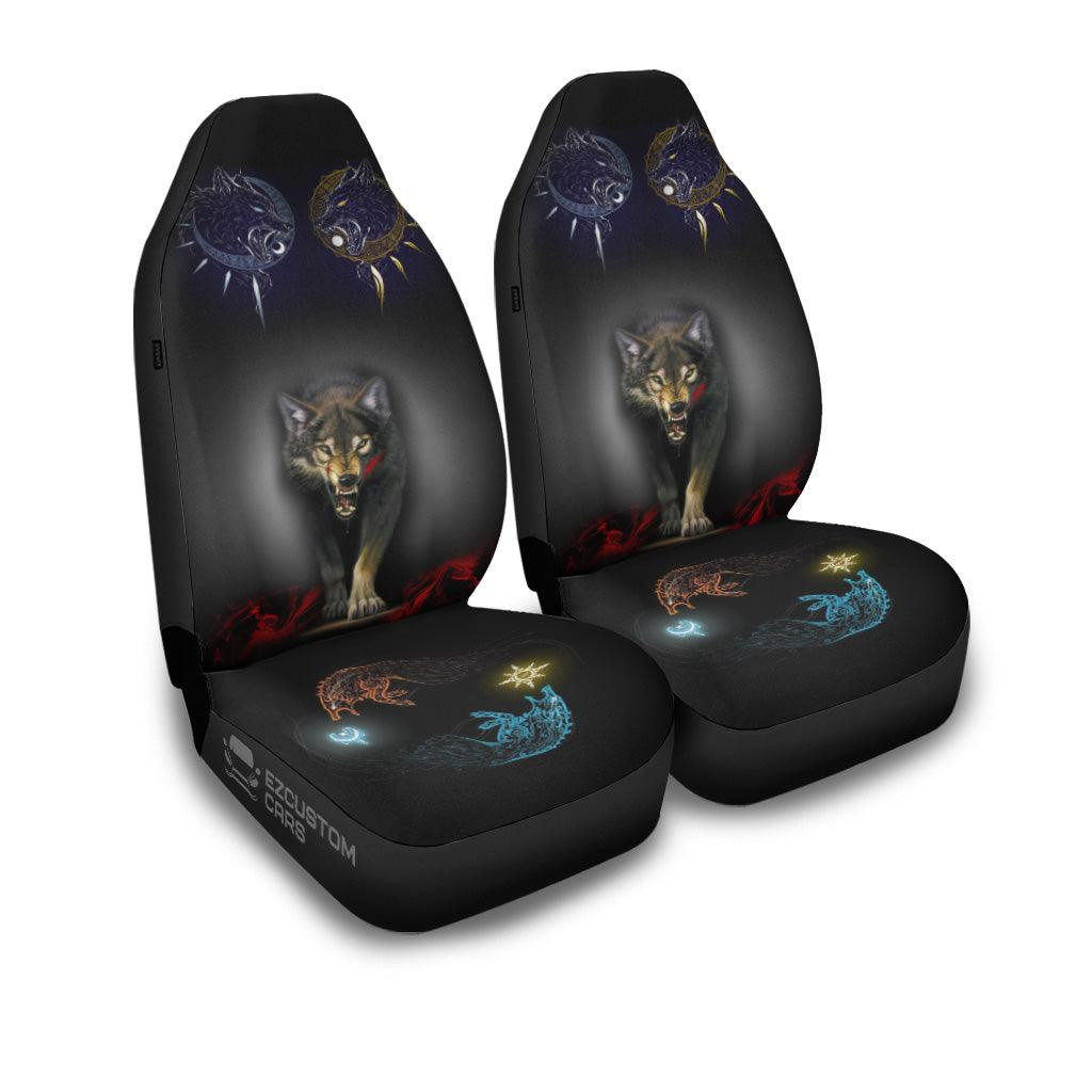 Angry Wolf Car Seat Covers Custom Animal Car Accessories