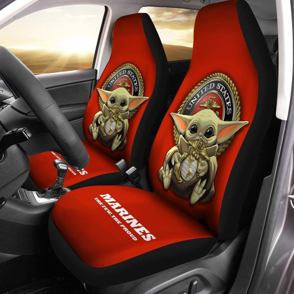 Baby Yoda USMC Car Seat Covers U.S Marines Corps