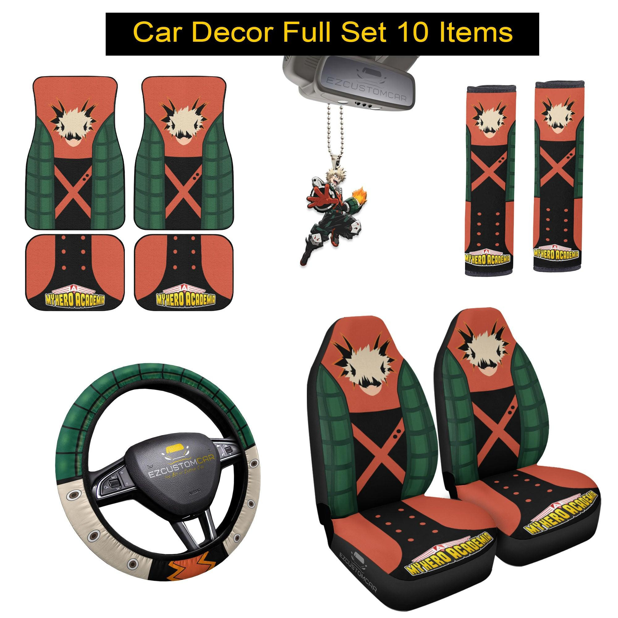 Bakugou My Hero Academia Car Mats x Car Seat Covers Set Anime Car Decoration