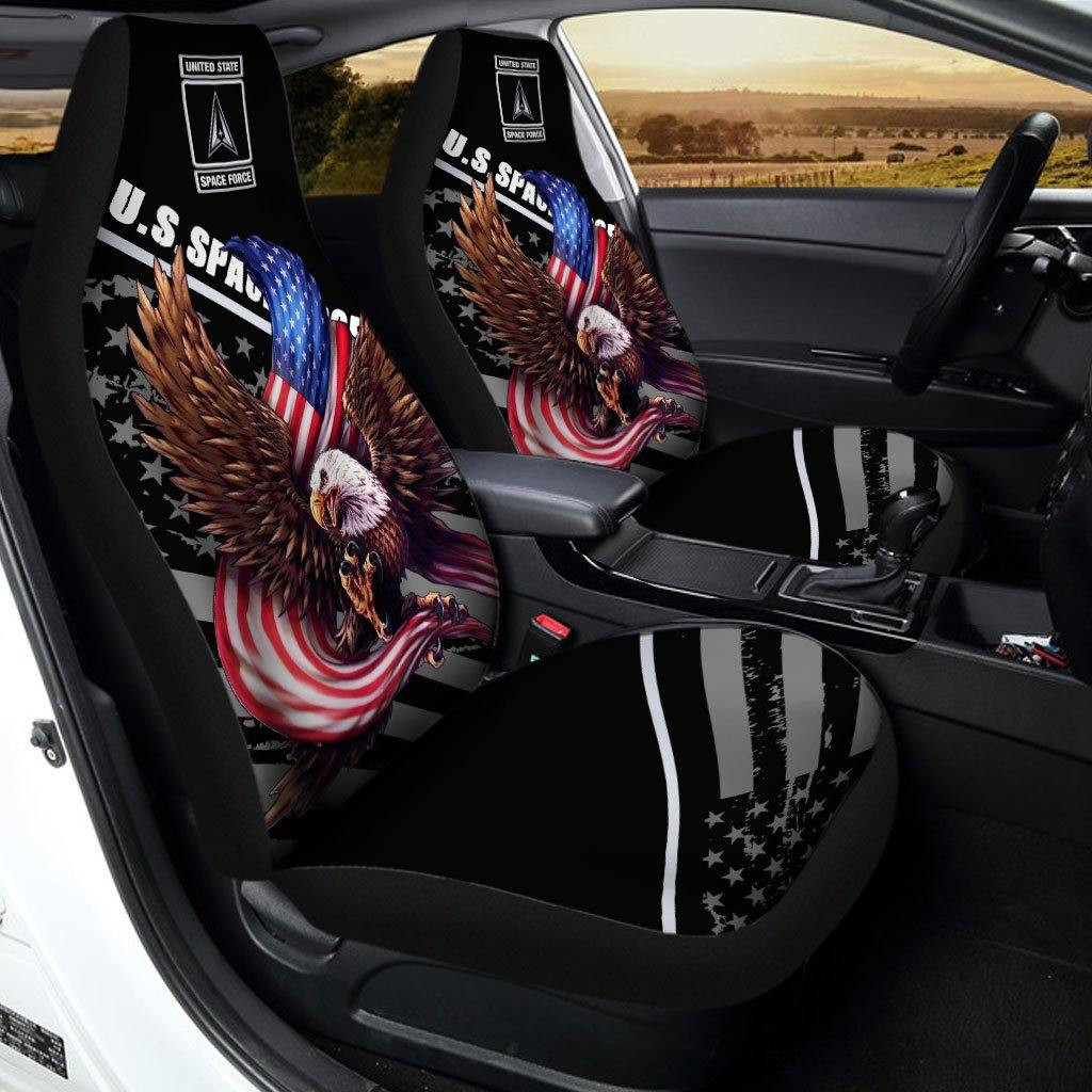 Bald Eagle Holding American Flag Car Seat Covers US Space Force