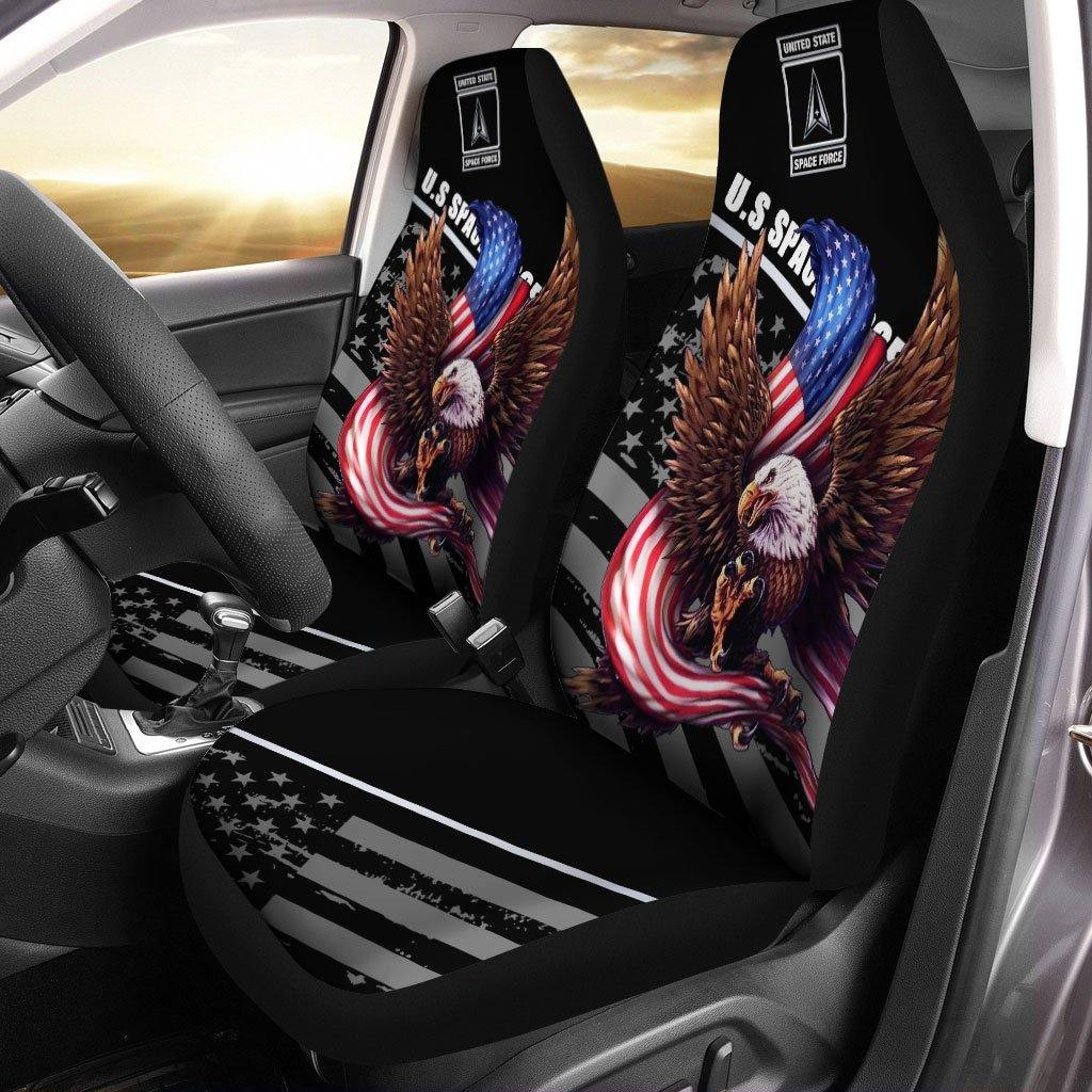 Bald Eagle Holding American Flag Car Seat Covers US Coast Guard