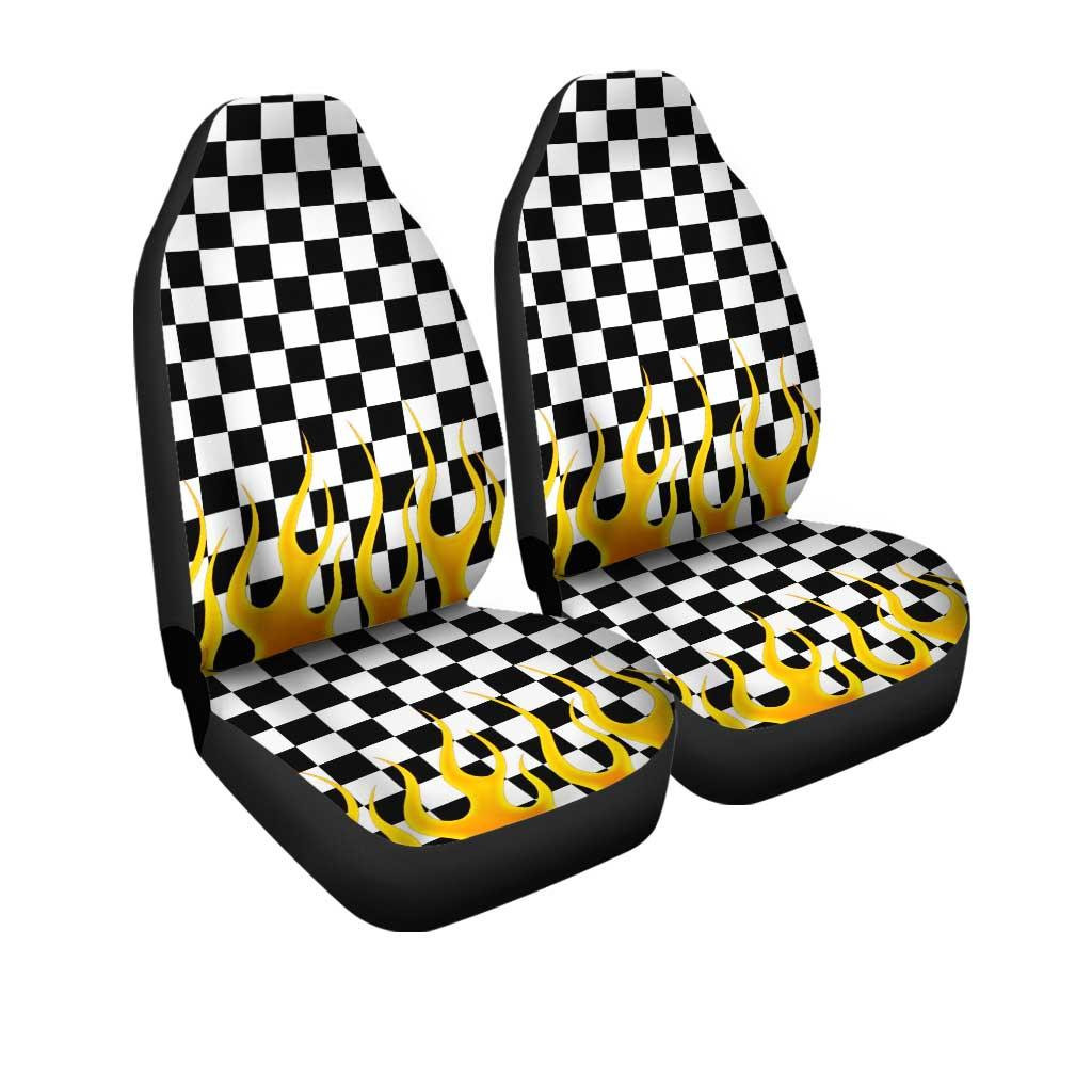 Black Yellow Checkered Personalized Car Seat Covers