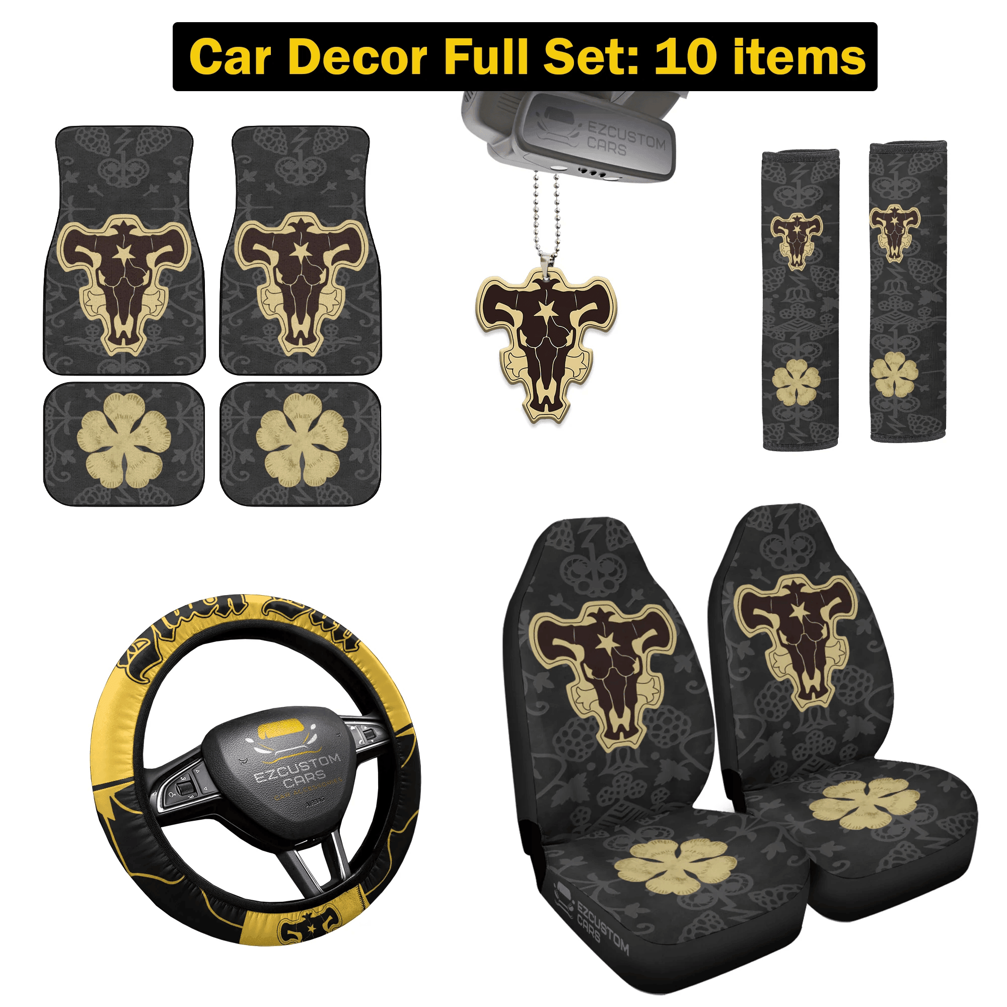 Black Bull Black Clover Car Mats x Seat Covers Black Bull Black Clover Car Mats x Seat Covers
