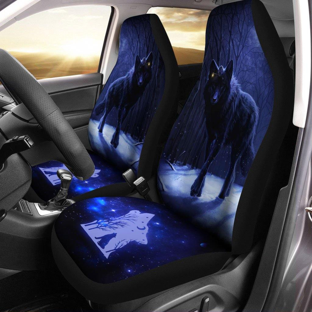 Red Eyed Wolf Car Seat Covers Custom Wolf Print Car Accessories