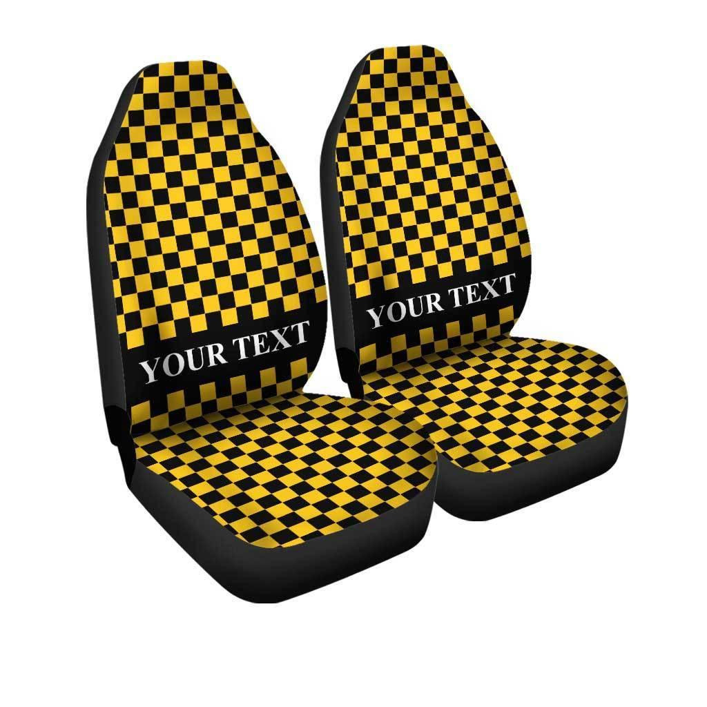 Black Yellow Checkered Personalized Car Seat Covers
