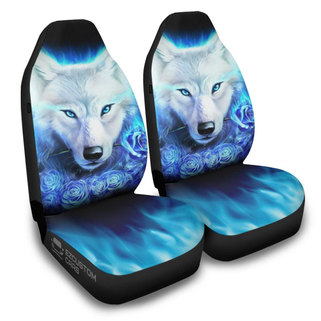 Blue Wolf Car Seat Covers Custom Animal Car Accessories
