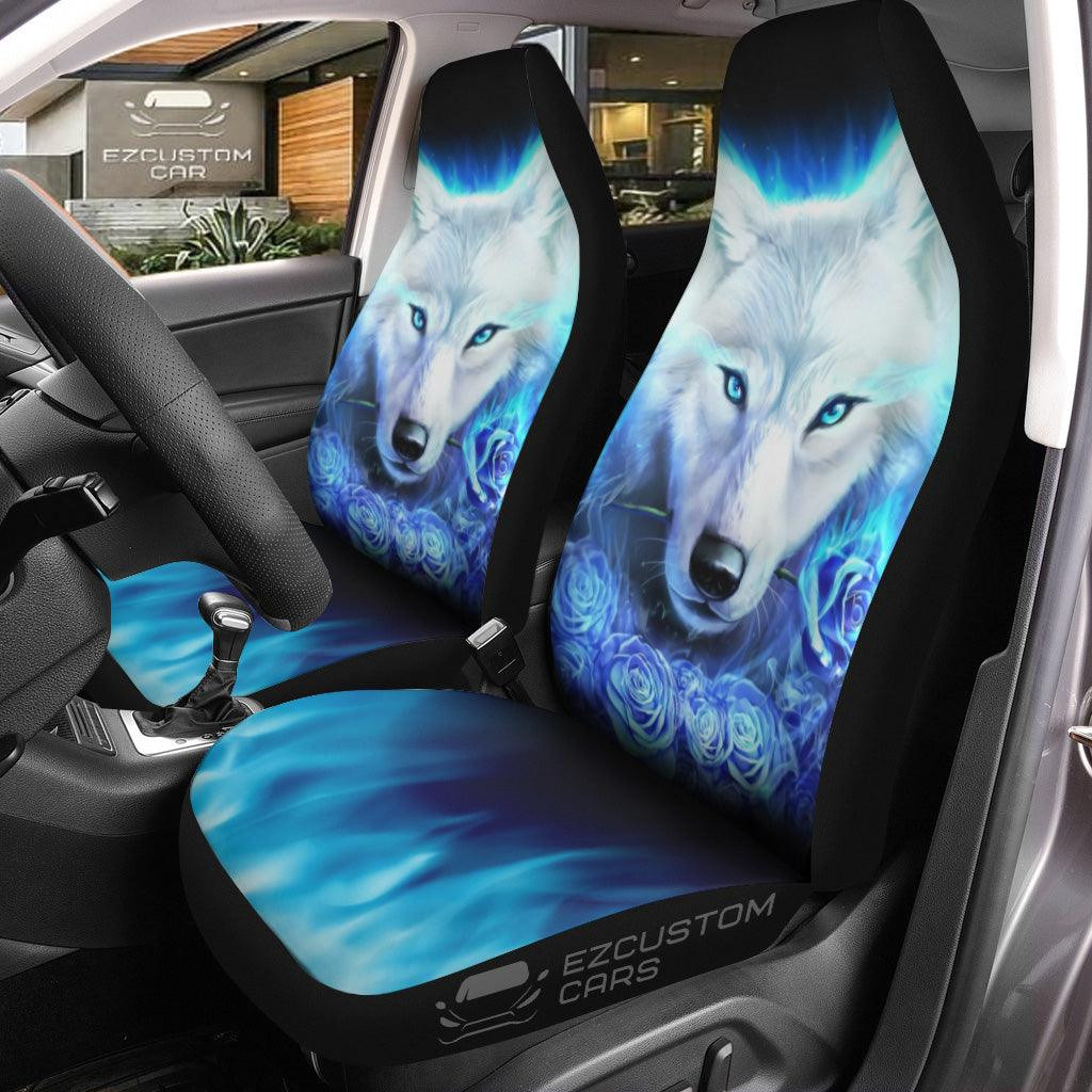 Snow Wolves Car Seat Covers Custom Animal Car Accessories