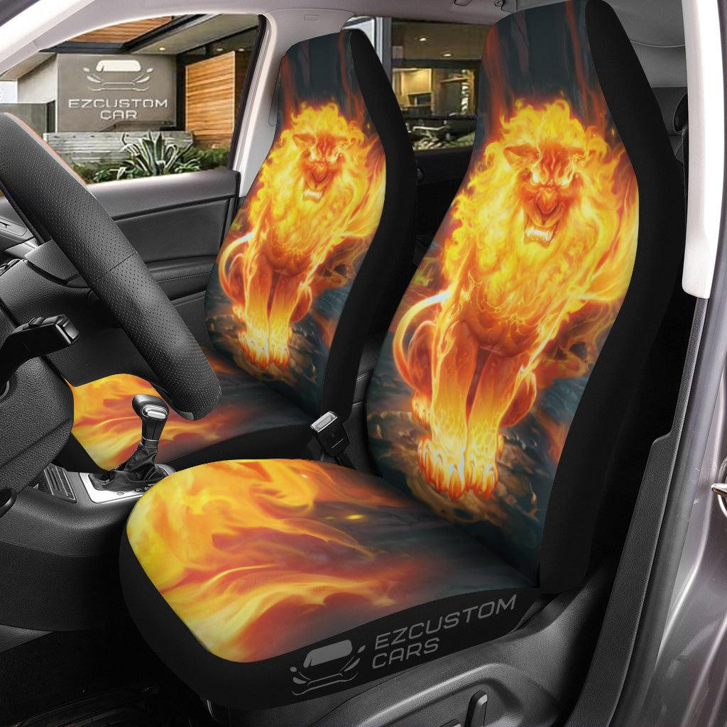 Burning Lion Car Seat Covers Custom Lion Car Accessories Burning Lion Car Seat Covers Custom Lion Car Accessories