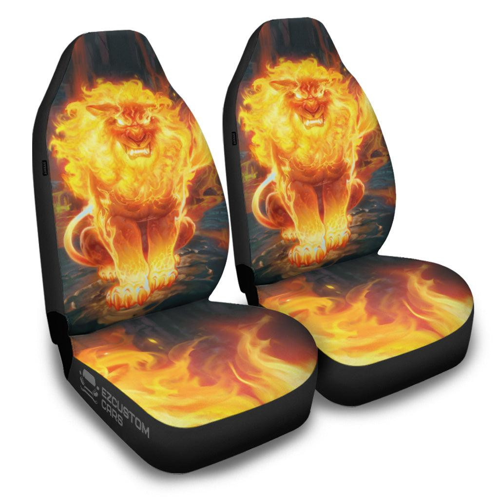 Burning Lion Car Seat Covers Custom Lion Car Accessories
