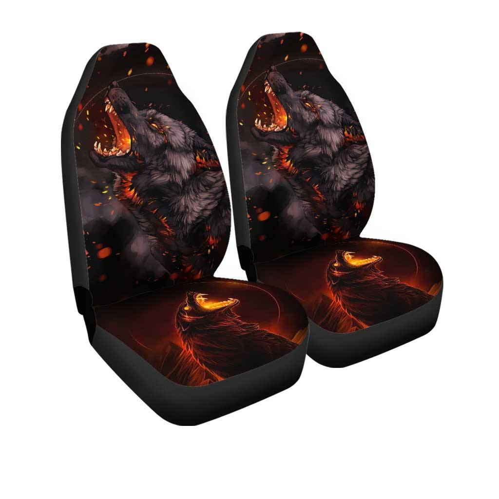 Burning Up Wolf Car Seat Covers