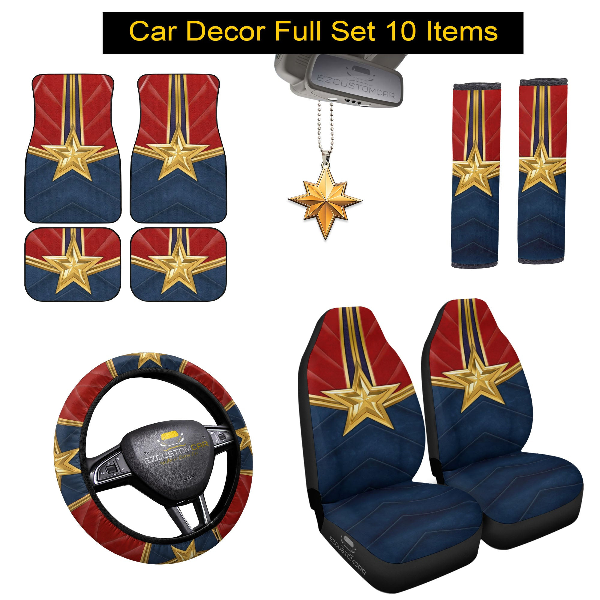 Captain Marvel Suite Avengers Car Bundle Pack Accessories Combo