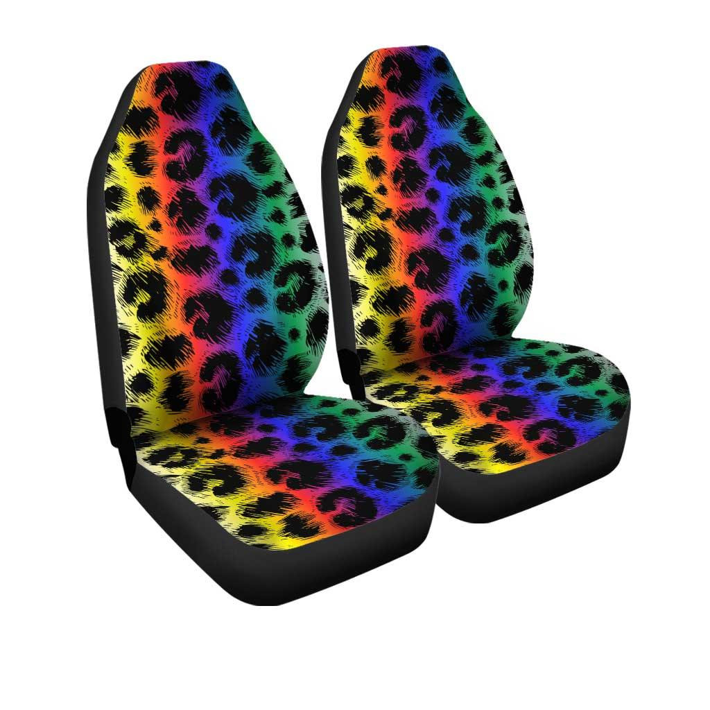 Wild Cheetah Rainbow Skin Pattern Car Seat Covers